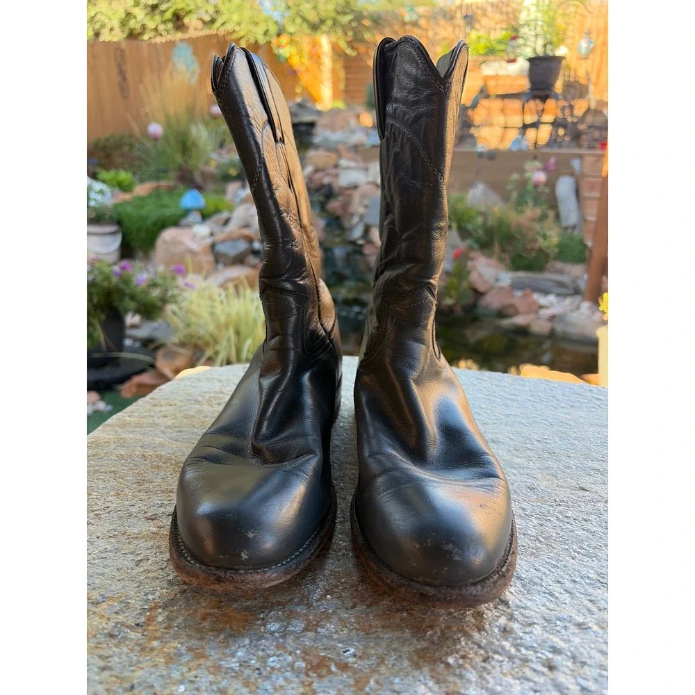 Justin L3056 Womens Gray Leather Roper Cowboy Boots USA Made Size 7.5 B